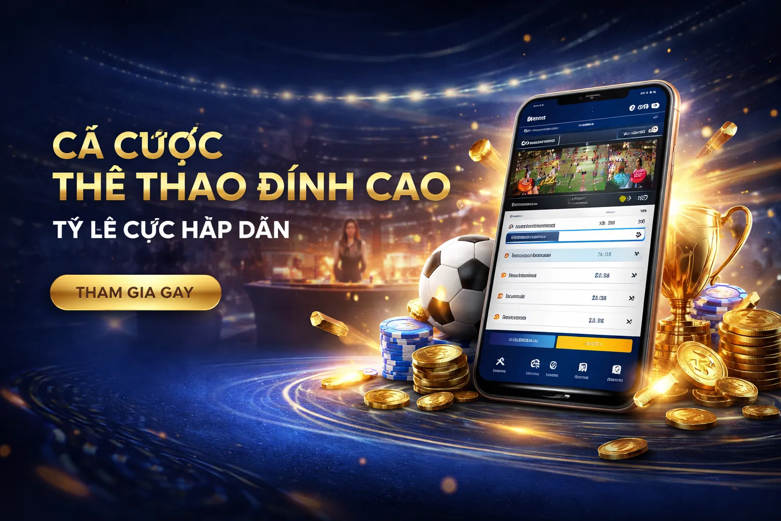 Sân vận động bóng đá với ánh đèn rực rỡ